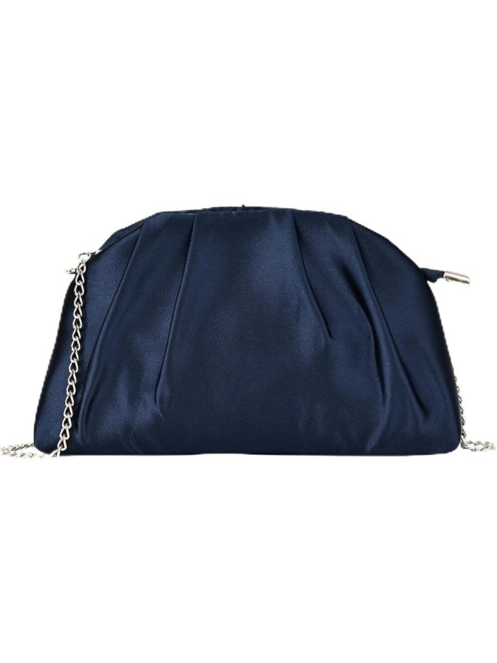 Women's Navy Blue Pleated Satin Clutch Purse Formal Evening Wedding Bag